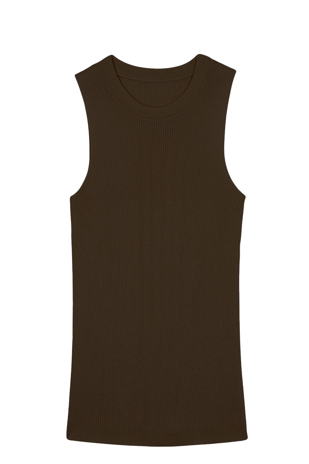 A dark brown, round neck, sleeveless cashmere tank top | Amanda | Linnea Lund