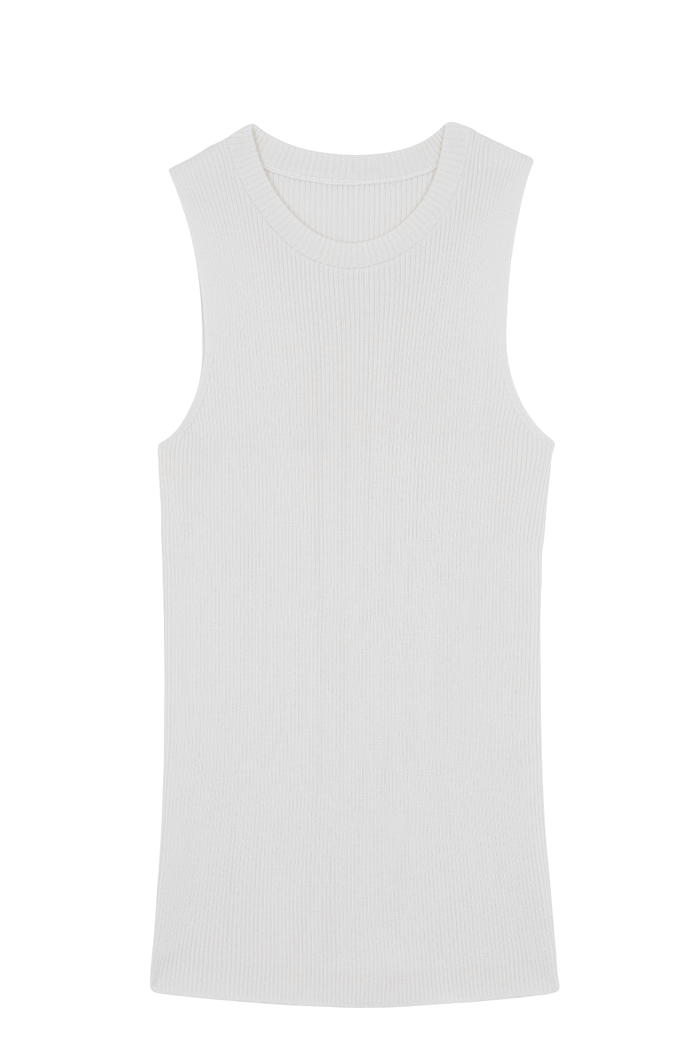 A cream, round neck, sleeveless cashmere tank top | Amanda | Linnea Lund