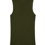 A khaki, round neck, sleeveless cashmere tank top | Amanda | Linnea Lund