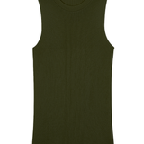 A khaki, round neck, sleeveless cashmere tank top | Amanda | Linnea Lund