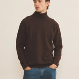 Brown chocolate Cashmere sweater men - front | Charles | Linnea Lund