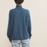 Blue denim cashmere sweater women - back view | Charlotte | Linnea Lund