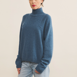 Blue denim cashmere sweater women - side view | Charlotte | Linnea Lund