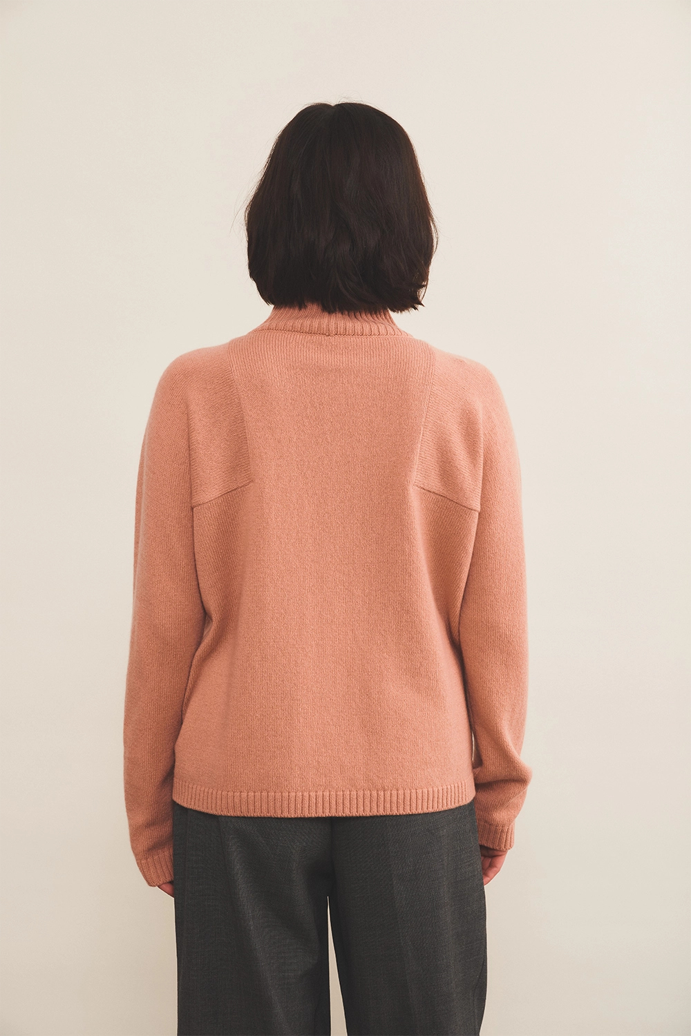 Light Salmon color cashmere sweater women - back view | Charlotte | Linnea Lund