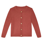 Red ocher women cashmere cardigan - packshot | Greta | Linnea Lund