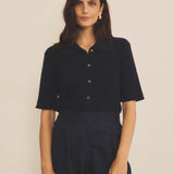 Cashmere polo women midnight blue - front view | Elise | Linnea Lund