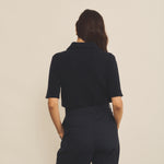 Cashmere polo women midnight blue - back view | Elise | Linnea Lund