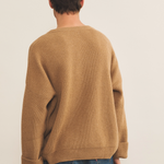 Ribbed camel brown men cashmere sweater - back view | Edward | Linnea Lund