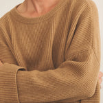 Ribbed camel brown men cashmere sweater - focus view | Edward | Linnea Lund