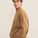 Ribbed camel brown men cashmere sweater - side view | Edward | Linnea Lund