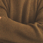 Ribbed ocher green men cashmere sweater - focus view | Edward | Linnea Lund