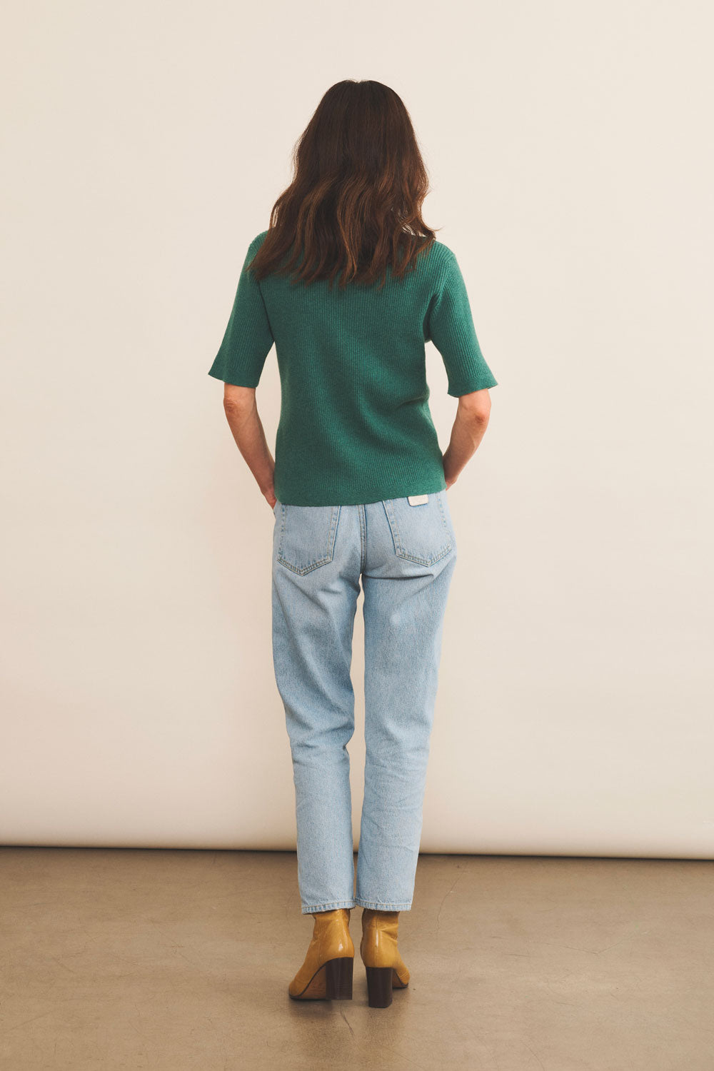 Cashmere polo women green - back view | Elise | Linnea Lund