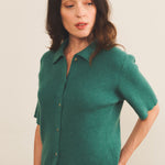 Cashmere polo women green - front view | Elise | Linnea Lund
