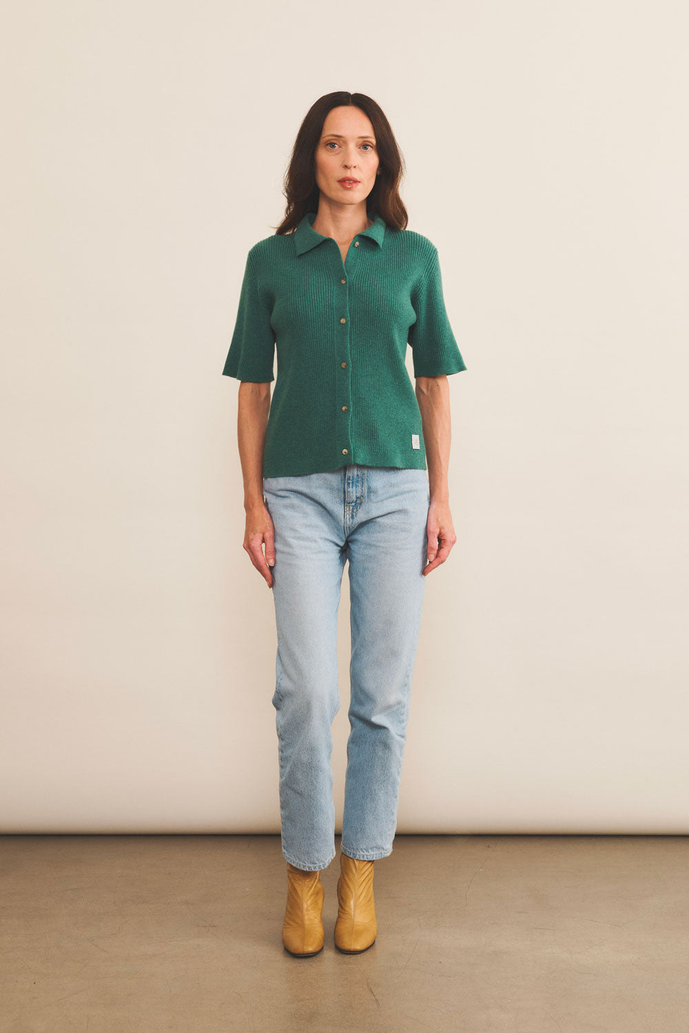 Cashmere polo women green - look | Elise | Linnea Lund
