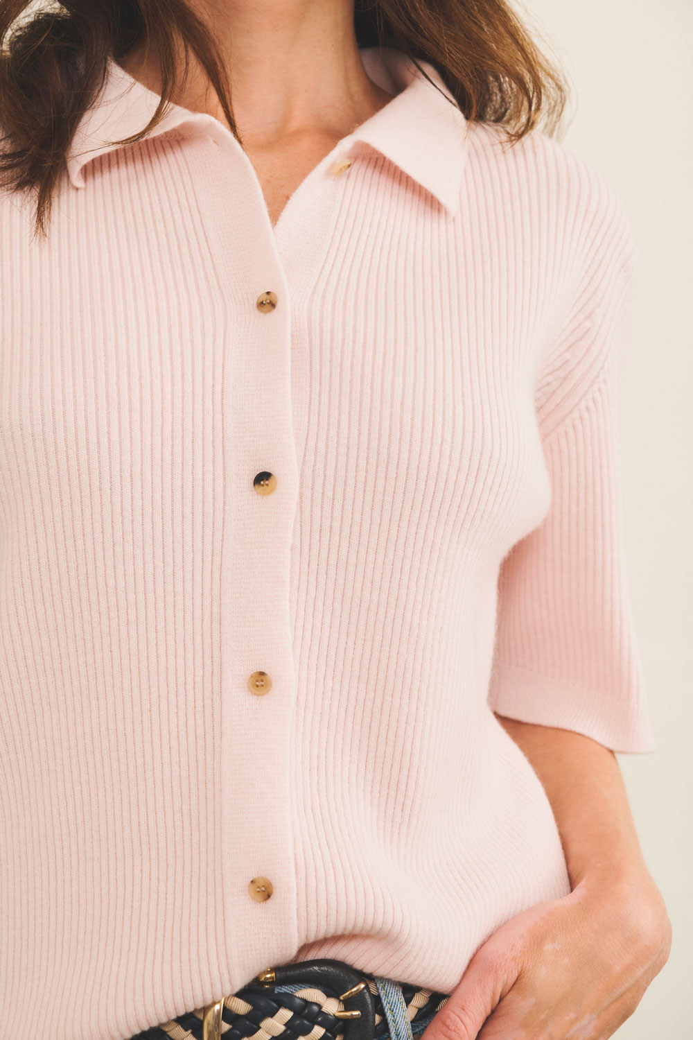 Cashmere polo women light pink - focus | Elise | Linnea Lund