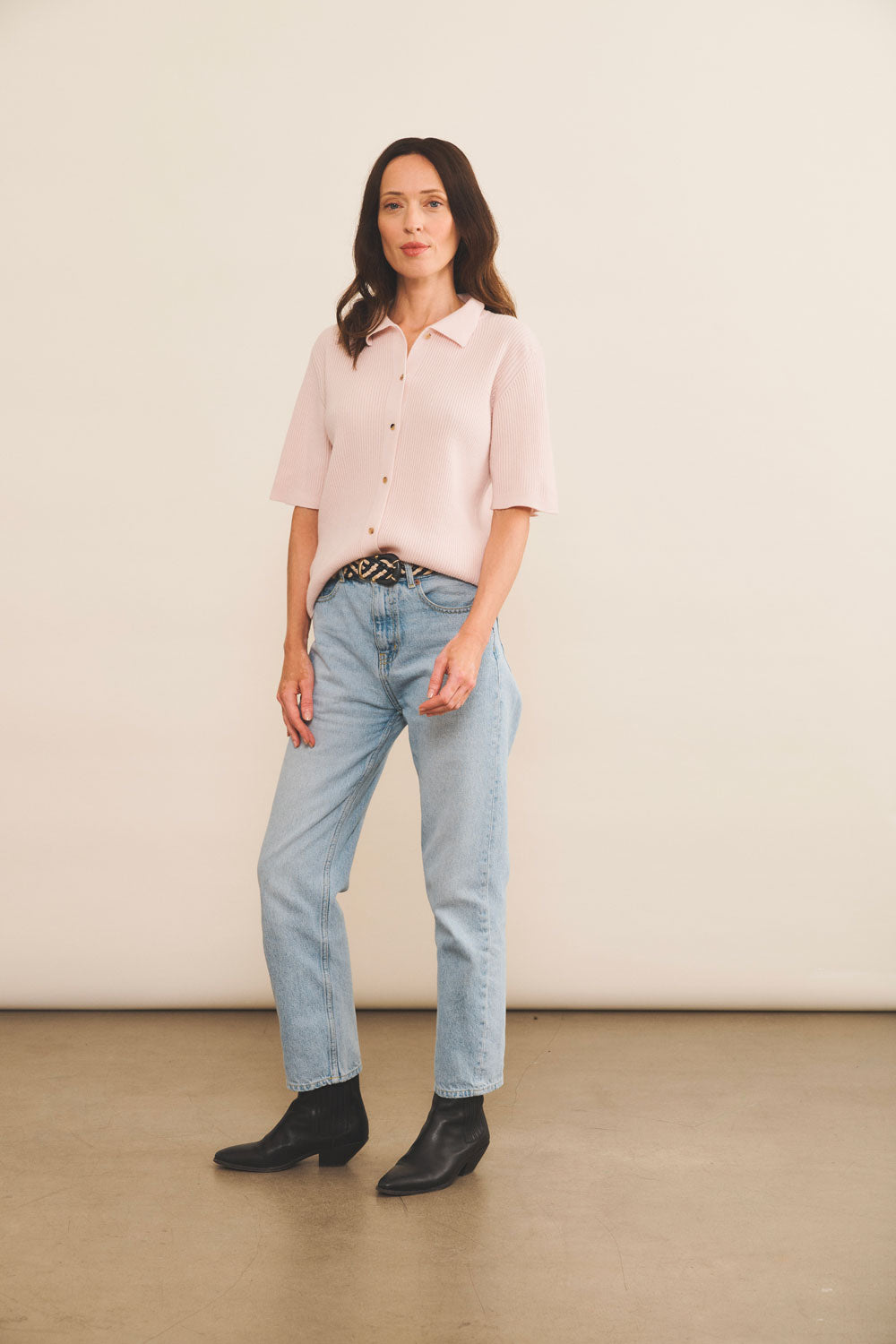 Cashmere polo women light pink - look | Elise | Linnea Lund