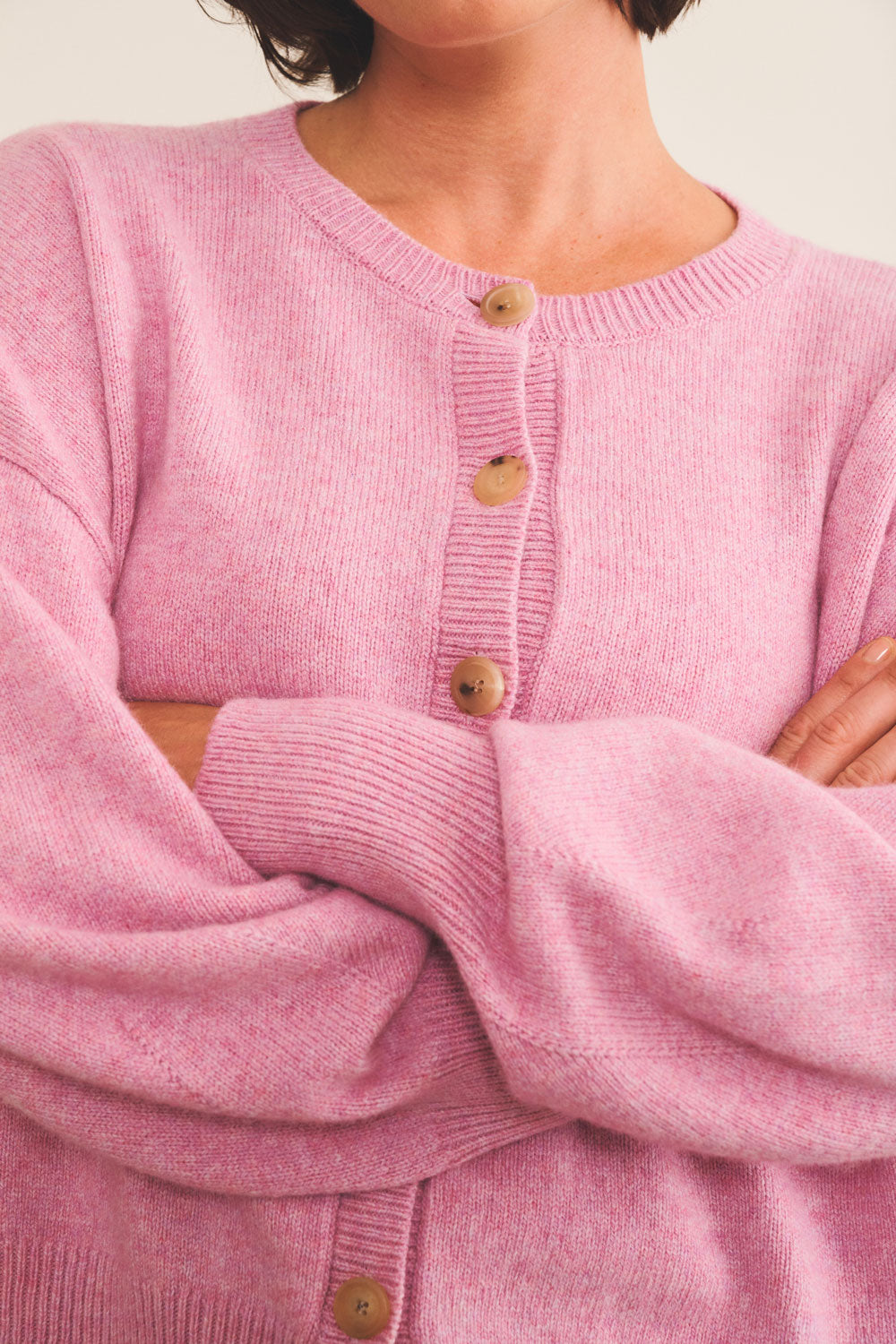 Cashmere cardigan women pink - focus view | Gabriella | Linnea Lund