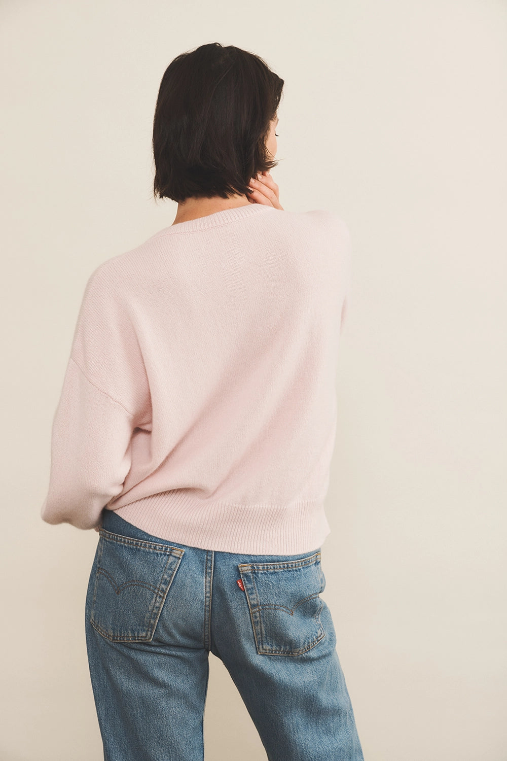 Cashmere cardigan women pale pink - back view | Gabriella | Linnea Lund