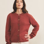 Red ocher women cashmere cardigan - front view | Greta | Linnea Lund