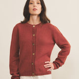 Red ocher women cashmere cardigan - front view | Greta | Linnea Lund