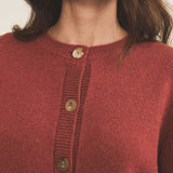 Red ocher women cashmere cardigan - focus view | Greta | Linnea Lund