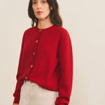 Red women cashmere cardigan - front view | Greta | Linnea Lund