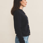 Midnight blue women cashmere cardigan - side view | Greta | Linnea Lund