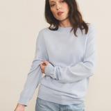 Baby blue light women cashmere sweater - front view | Harald | Linnea Lund