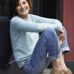 aqua color women cashmere sweater - front view | Ines | Ines de la Fressange x Linnea Lund