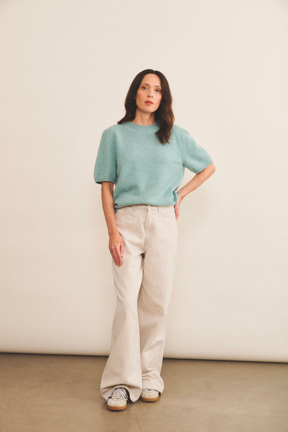 Cashmere Tee-Shirt women aqua blue - look | Ingrid | Linnea Lund