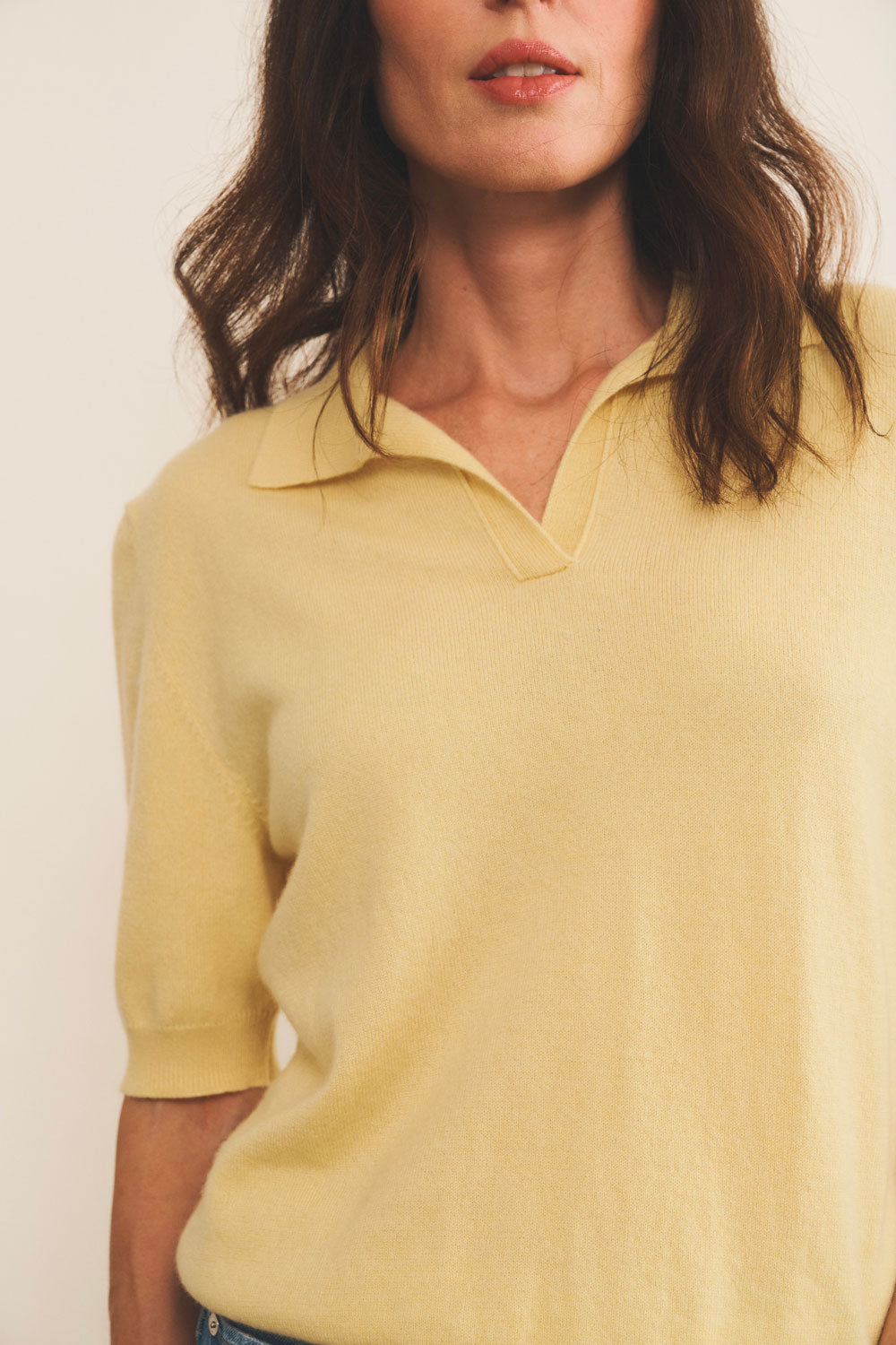 Cashmere polo women yellow - focus | Isabella | Linnea Lund
