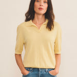 Cashmere polo women yellow - front view | Isabella | Linnea Lund