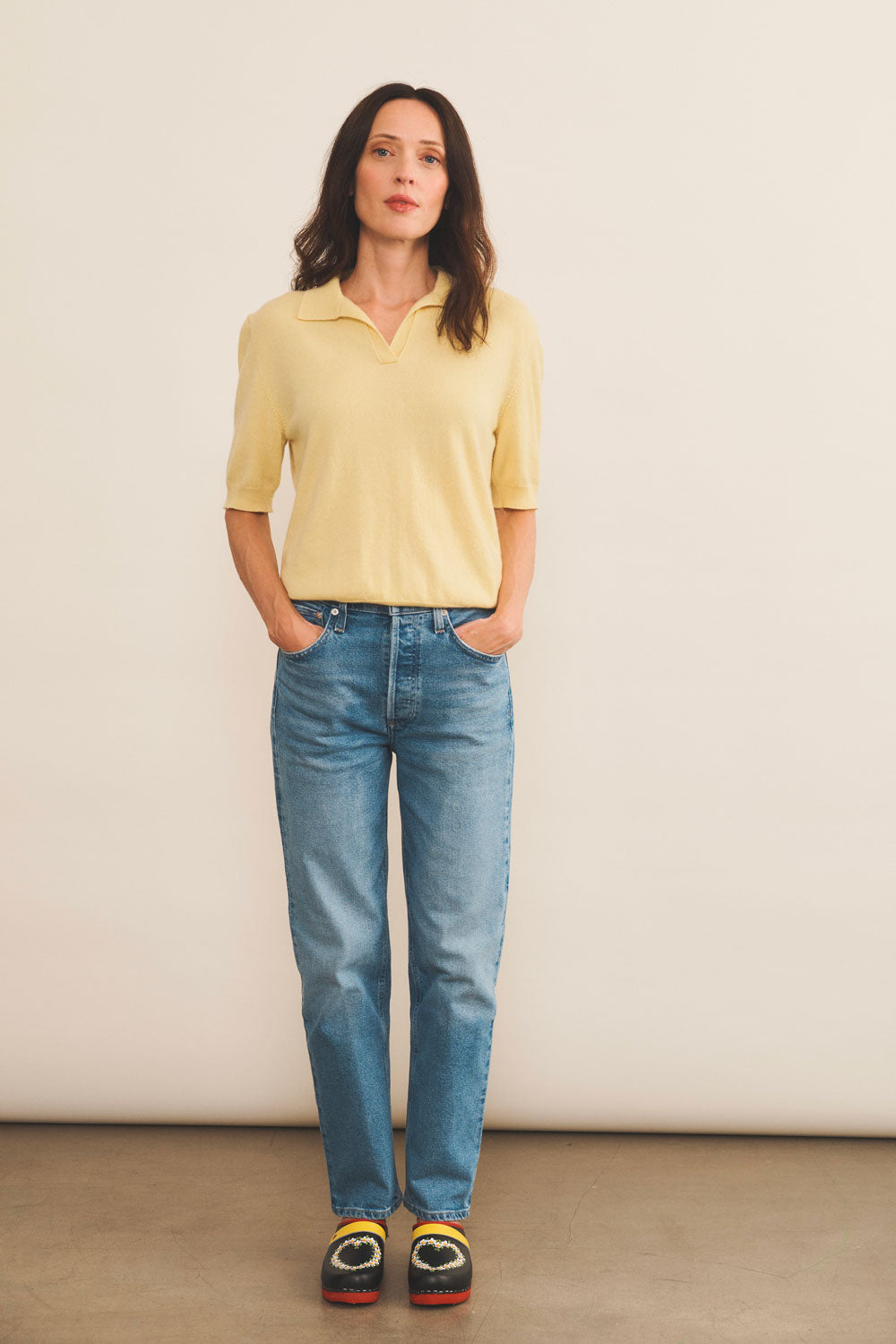 Cashmere polo women yellow - look | Isabella | Linnea Lund
