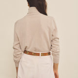 Cream light women cashmere sweater - back view | Jim | Linnea Lund