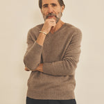 Taupe men cashmere sweater - front view | Jack | Linnea Lund