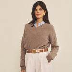 Taupe women cashmere sweater - front view | Jack | Linnea Lund