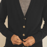 Dark Blue men cashmere cardigan - focus fabric| Junior | Linnea Lund