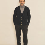 Dark Blue men cashmere cardigan - look| Junior | Linnea Lund