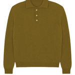Green ochre cashmere polo sweater men - packshot | Ralph | Linnea Lund