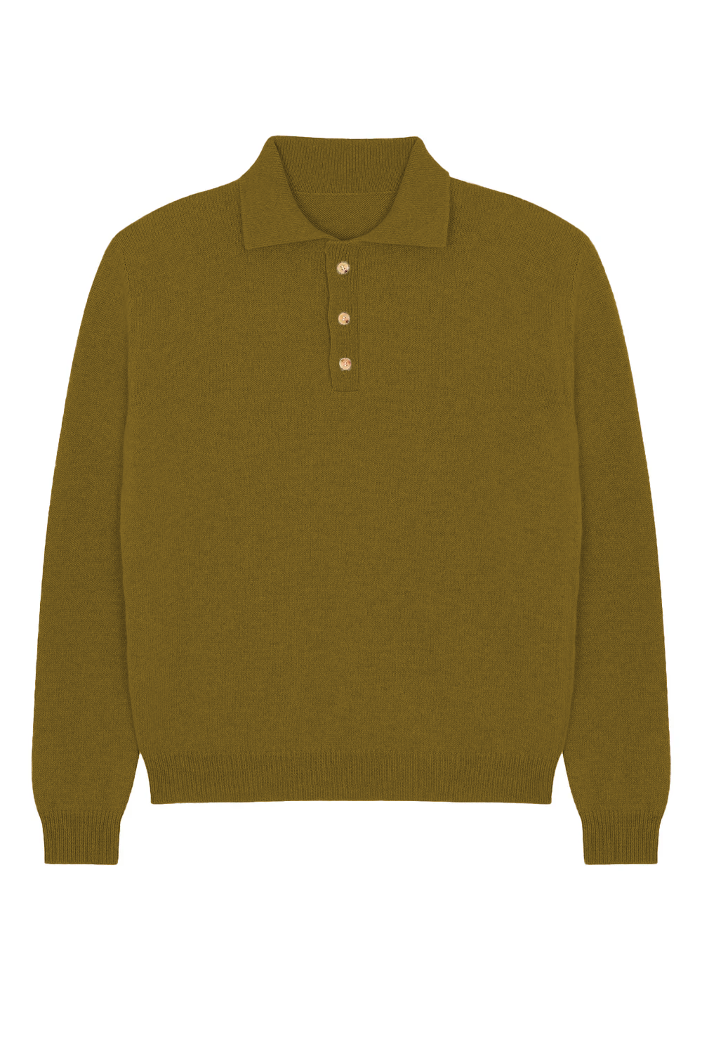 Green ochre cashmere polo sweater men - packshot | Ralph | Linnea Lund