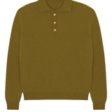 Green ochre cashmere polo sweater men - packshot | Ralph | Linnea Lund