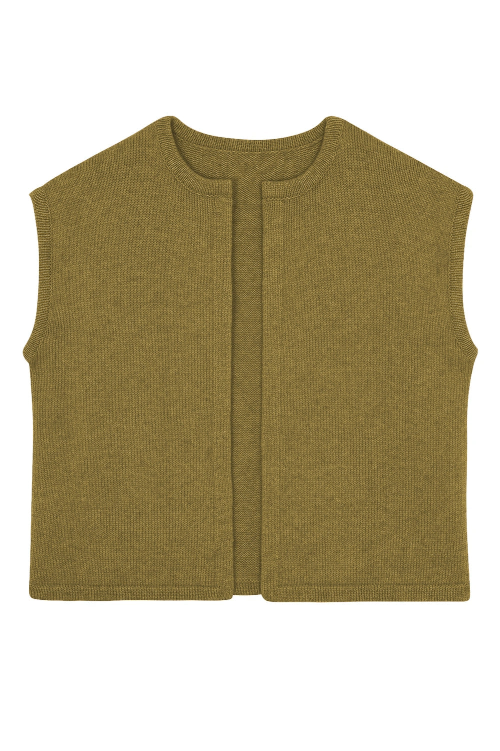 Cashmere sleeveless cardigan women green tobacco - packshot | Théo | Linnea Lund