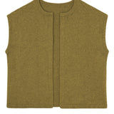 Cashmere sleeveless cardigan women green tobacco - packshot | Théo | Linnea Lund
