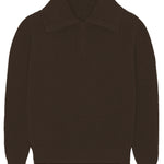 Zip collar dark brown cashmere sweater for men - packshot | Sam | Linnea Lund