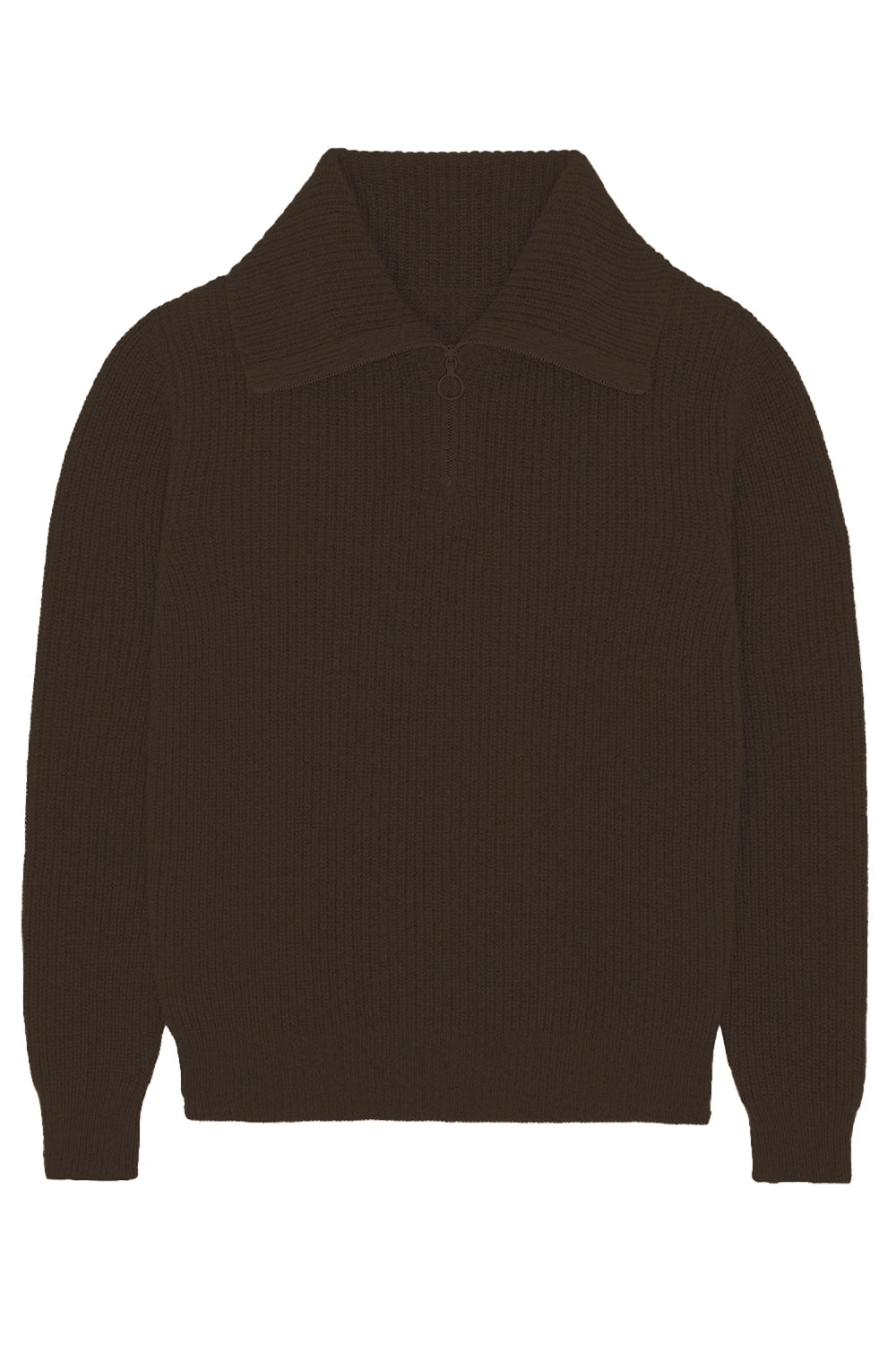 Zip collar dark brown cashmere sweater for men - packshot | Sam | Linnea Lund