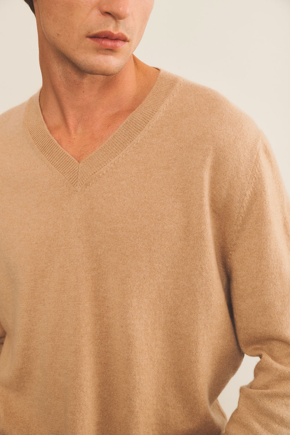 Cashmere sweater men beige - focus | Max | Linnea Lund