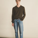 Cashmere sweater men khaki - look | Max | Linnea Lund