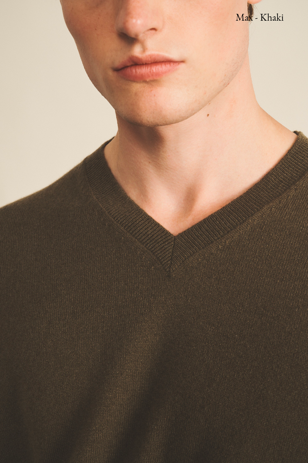 Cashmere sweater men khaki - focus| Max | Linnea Lund