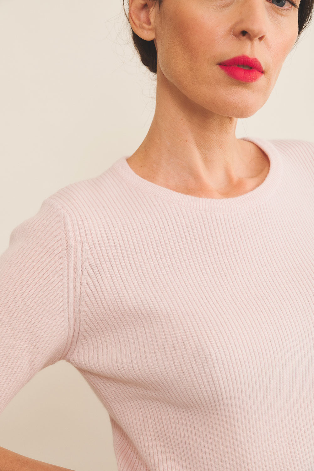 Cashmere Tee-shirt women light pink - focus | Melanie | Linnea Lund