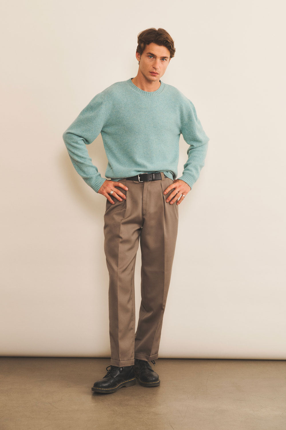 Cashmere sweater men aqua color - look | Mimmi | Linnea Lund